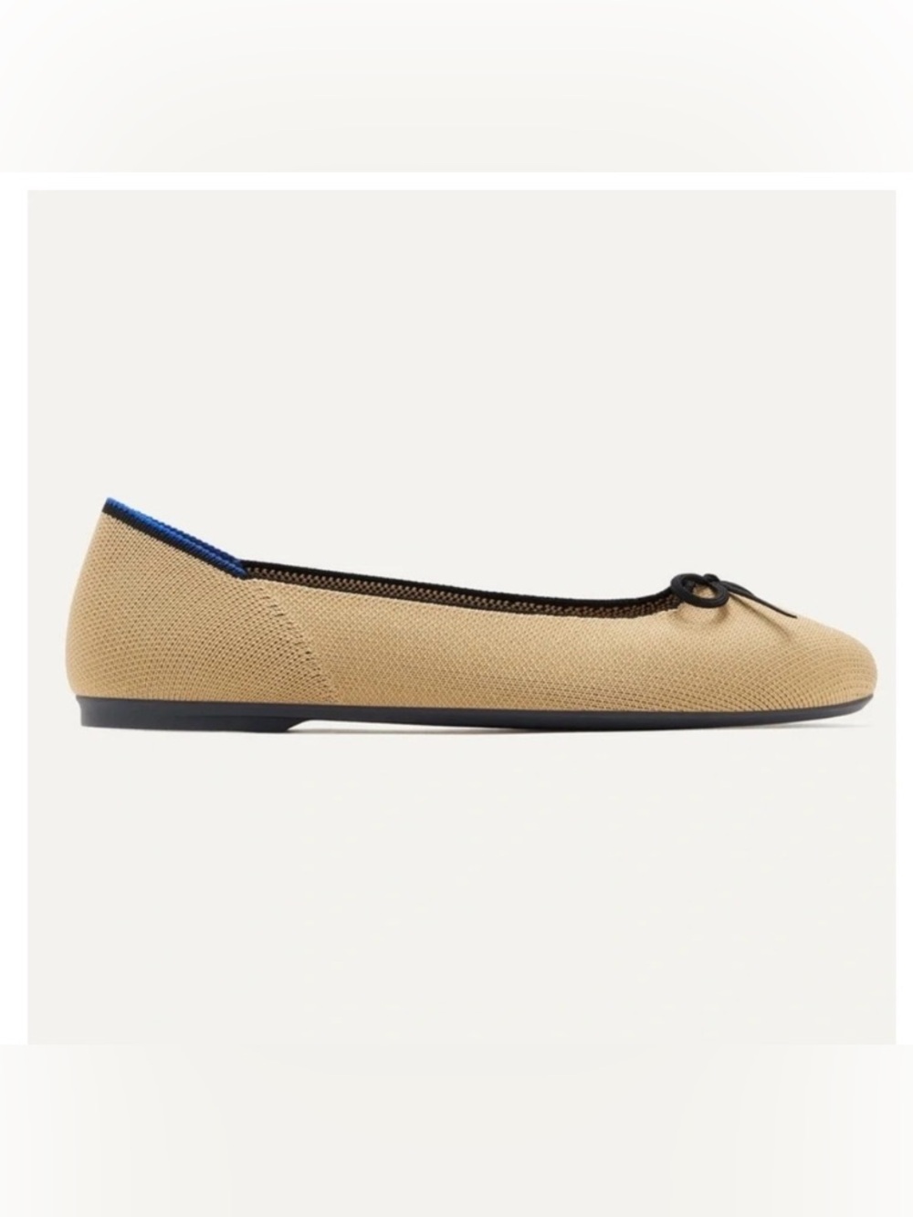 NIB Rothy’s The Ballet Flat Beige & Black Bow Knit Flats Women’s Size 9.5 - Picture 3 of 11